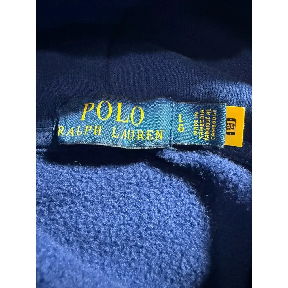 Polo Ralph Lauren Cotton-Blend Jersey Hoodie Cotton-Polyester Blue Sz Large‎